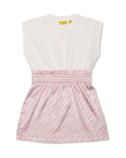kids atelier off white Pink Jacquard Off Satin Mix Dress