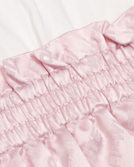 kids atelier off white Pink Jacquard Off Satin Mix Dress