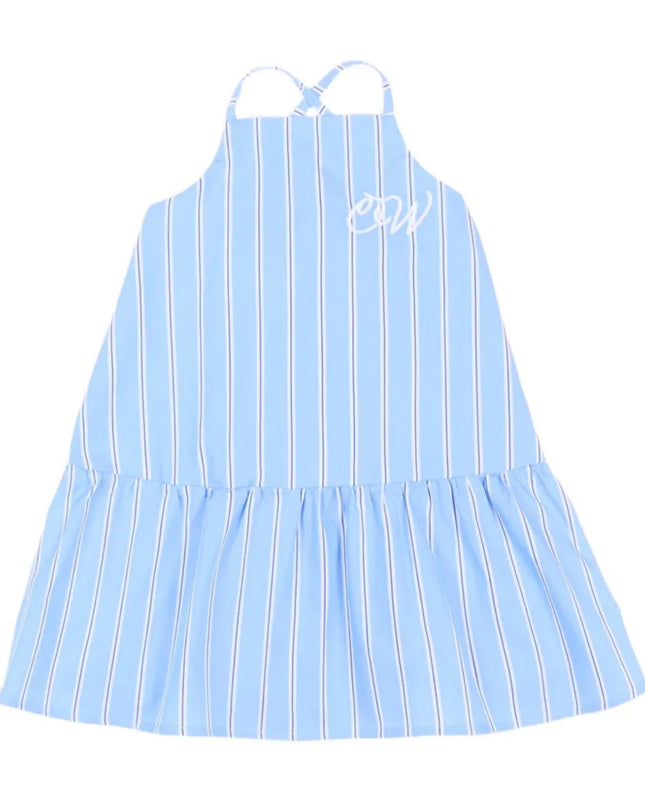 kids atelier offwhite Sky Blue Embro Strap Dress