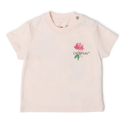 kids atelier off-white Pink Arrow Flower T‑Shirt