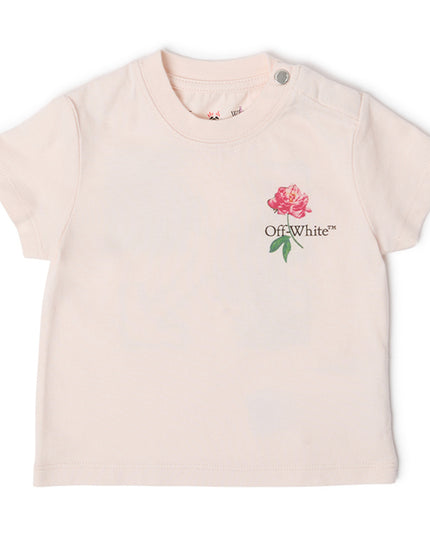 kids atelier off-white Pink Arrow Flower T‑Shirt
