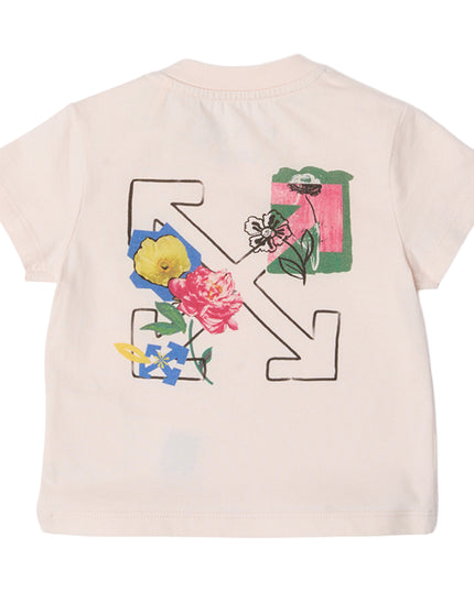 kids atelier off-white Pink Arrow Flower T‑Shirt