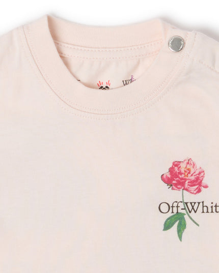 kids atelier off-white Pink Arrow Flower T‑Shirt