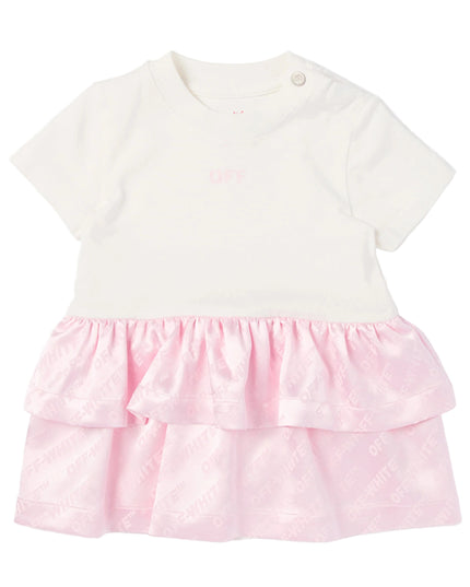 kids atelier off white Pink Jacquard Off-Satin Mix Dress