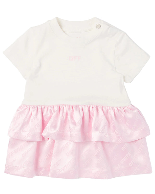 kids atelier off white Pink Jacquard Off-Satin Mix Dress