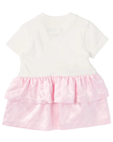 kids atelier off white Pink Jacquard Off-Satin Mix Dress