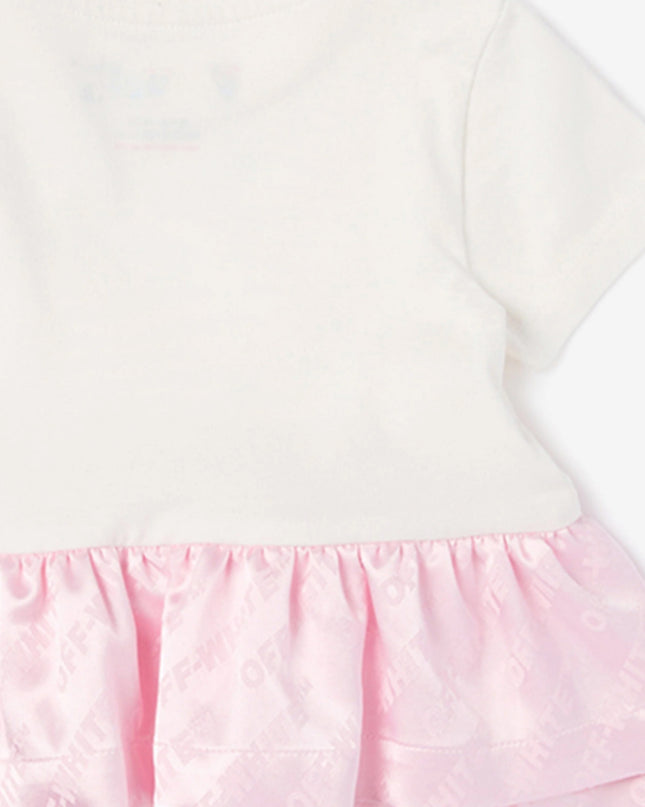 kids atelier off white Pink Jacquard Off-Satin Mix Dress