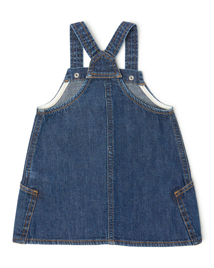 kids atelier off-white Blue Arrow Denim Pinafore Dress