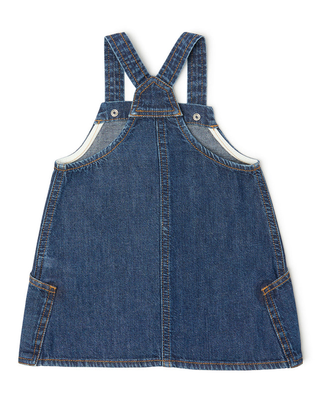 kids atelier off-white Blue Arrow Denim Pinafore Dress