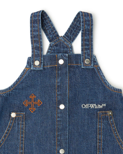 kids atelier off-white Blue Arrow Denim Pinafore Dress