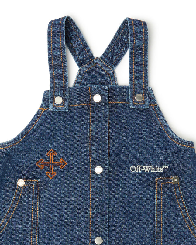 kids atelier off-white Blue Arrow Denim Pinafore Dress