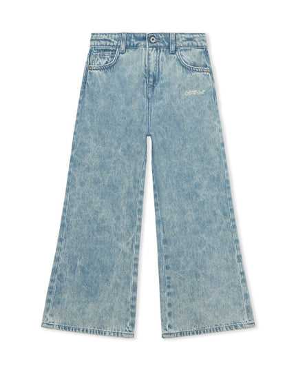 kids atelier off white Light Blue Diagonal Sketch Denim Pants