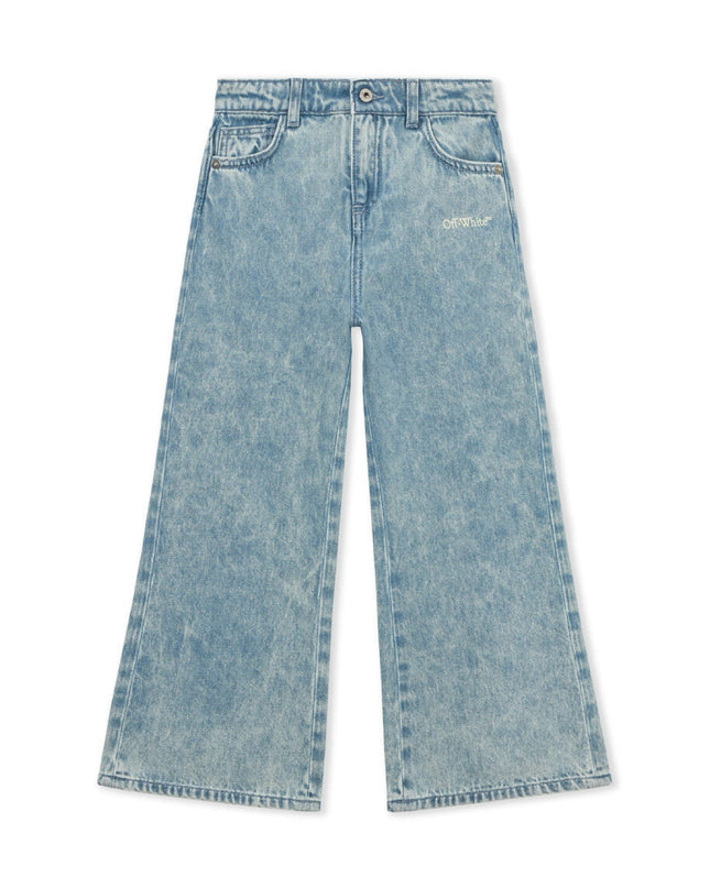 kids atelier off white Light Blue Diagonal Sketch Denim Pants