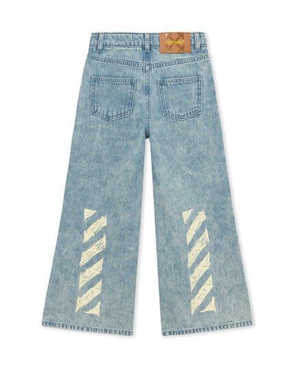 kids atelier off white Light Blue Diagonal Sketch Denim Pants