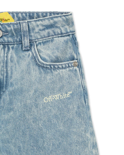 kids atelier off white Light Blue Diagonal Sketch Denim Pants