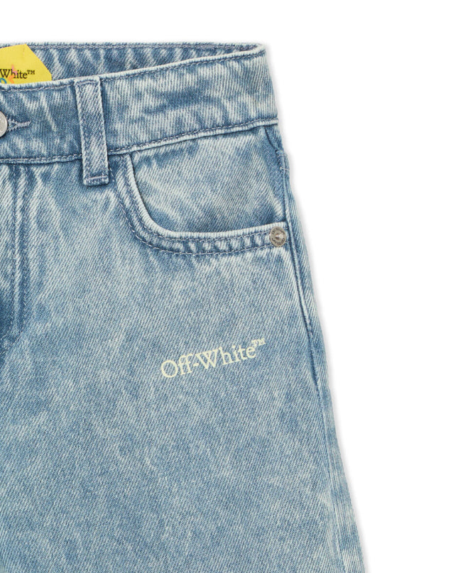 kids atelier off white Light Blue Diagonal Sketch Denim Pants