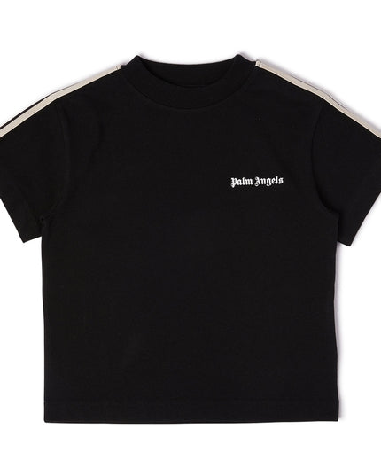 PALM ANGELS -PBAA011S24JER0011001-LOGO TRACK REGULAR T-SHIRT BLACK WHITE