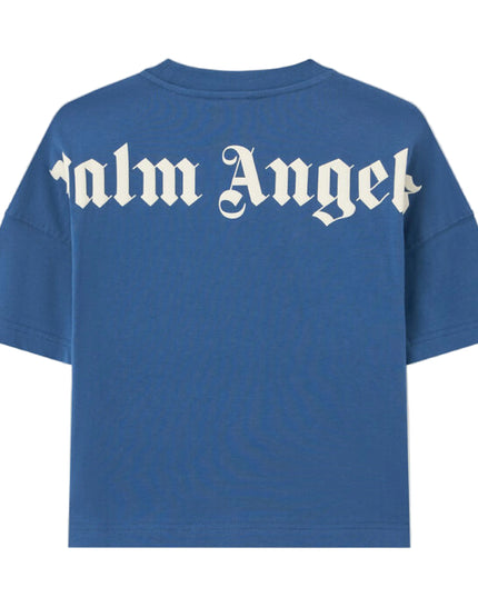 kids atelier palm angels Blue Overlogo Crewneck T-Shirt