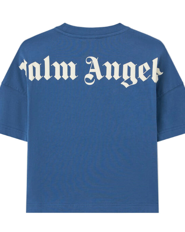 kids atelier palm angels Blue Overlogo Crewneck T-Shirt