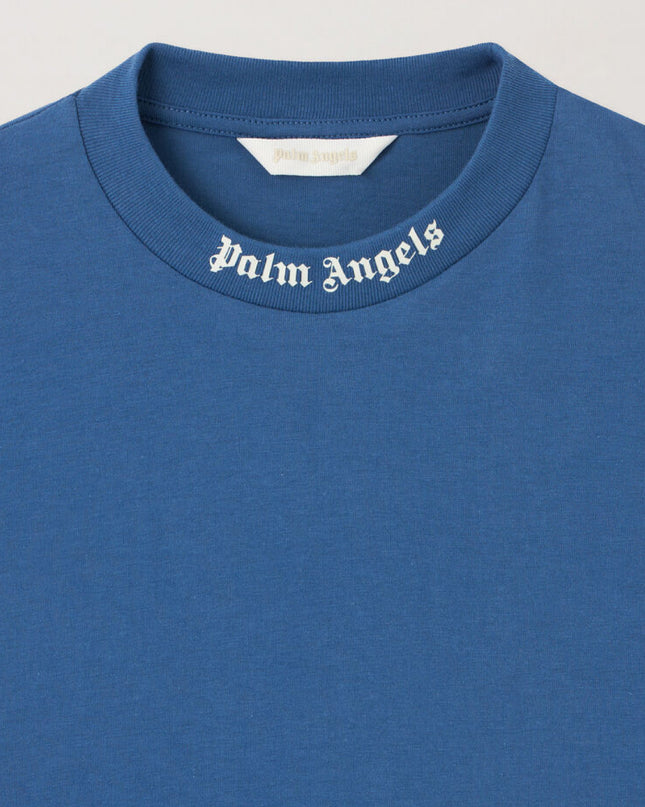 kids atelier palm angels Blue Overlogo Crewneck T-Shirt