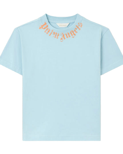 Kids atelier palms angels Baby Blue Neck Logo Brushed Tee