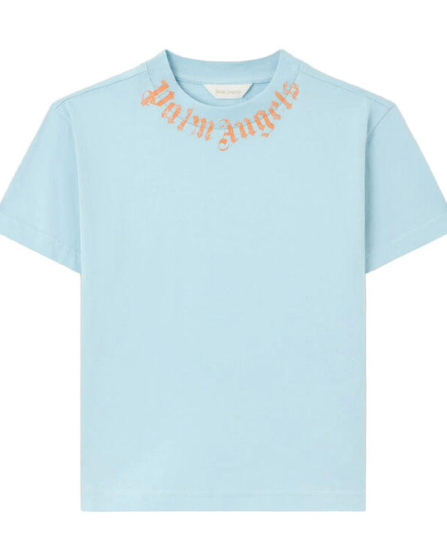 Kids atelier palms angels Baby Blue Neck Logo Brushed Tee