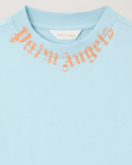 Kids atelier palms angels Baby Blue Neck Logo Brushed Tee