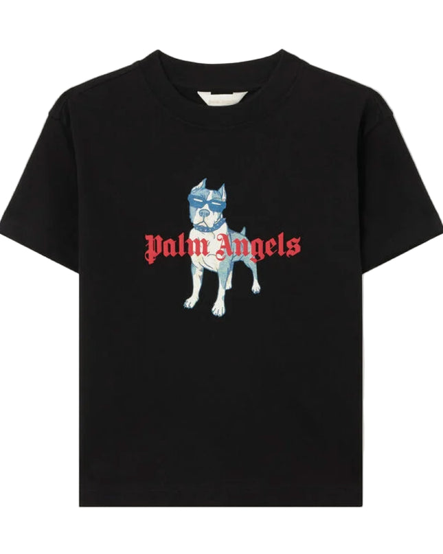 kids atelier palms angels Black Dog Graphic T-Shirt