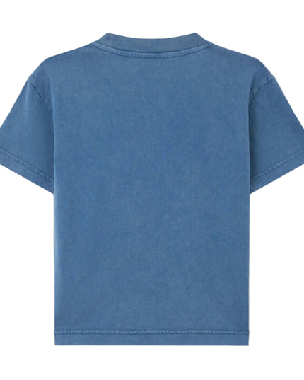 kids atelier palms angels Blue Curved Logo Faded T-Shirt