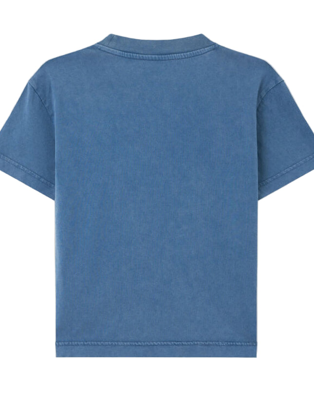 kids atelier palms angels Blue Curved Logo Faded T-Shirt