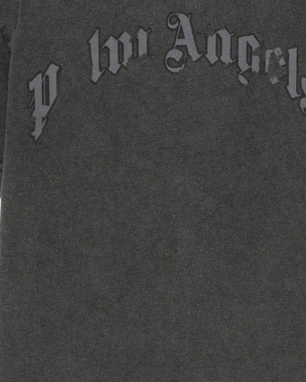 kids atelier palm angels Black Curved Logo Faded T-Shirt