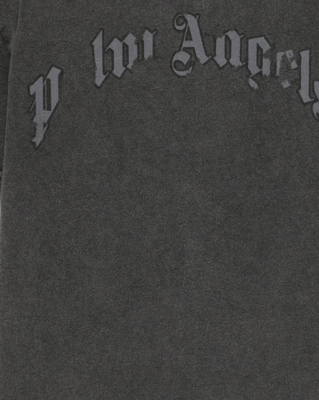 kids atelier palm angels Black Curved Logo Faded T-Shirt