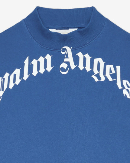 kids atelier palm angels Blue Curved Logo Regular Sweatshirt