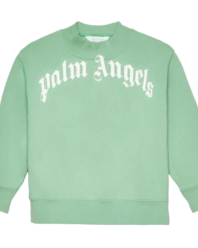 palm angels Green Curved Logo Regular Sweatshirt