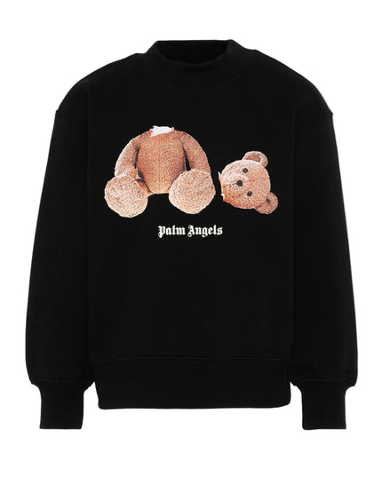 kids atelier palm angels Black Bear Crewneck Sweatshirt