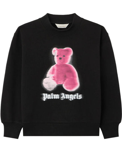 kids atelier palms angels Black Blurred Bear Crewneck Sweater