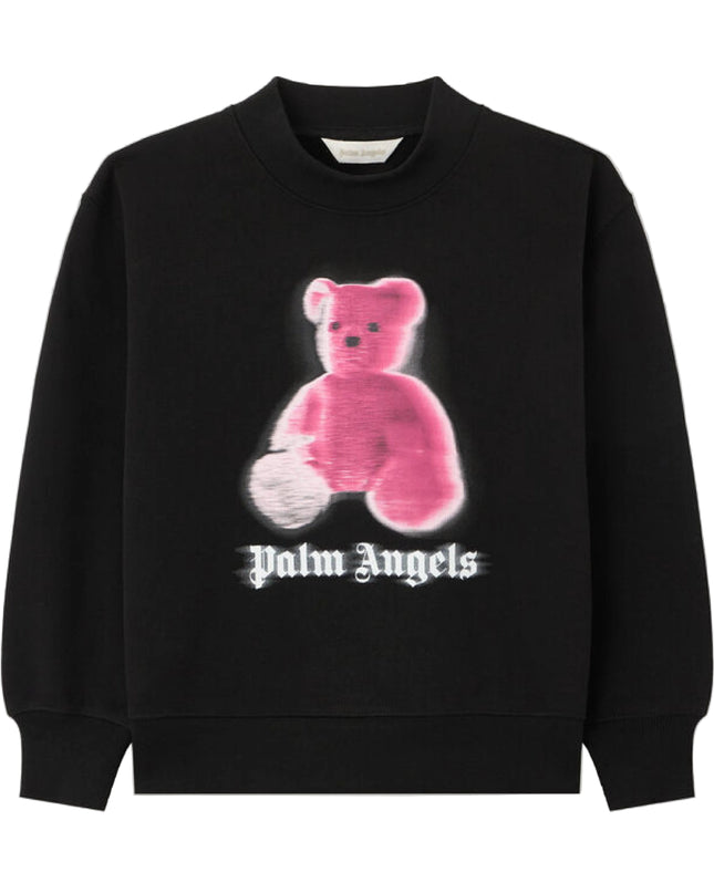 kids atelier palms angels Black Blurred Bear Crewneck Sweater