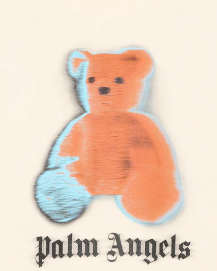 kids atelier palm angels Off White Blurred Bear Crewneck Sweater
