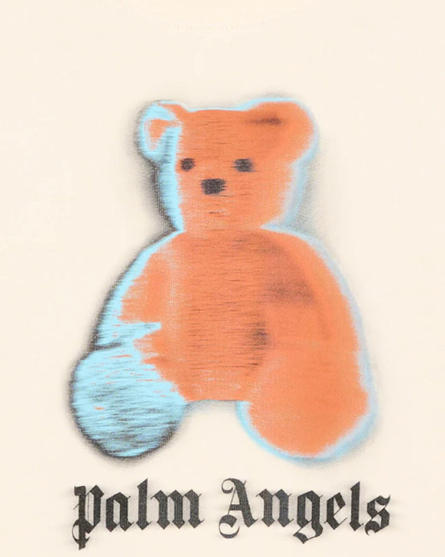 kids atelier palm angels Off White Blurred Bear Crewneck Sweater
