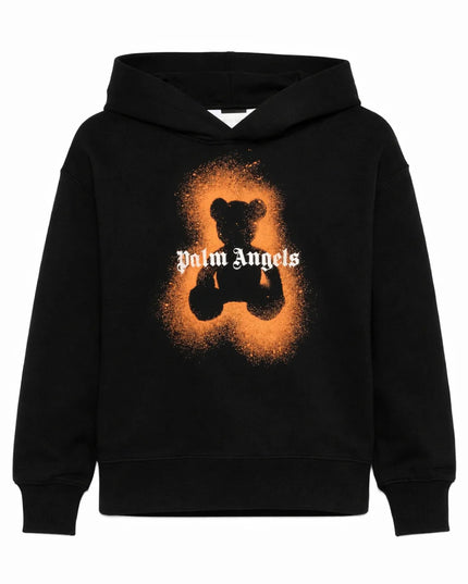 kids atelier palm angels Black Spray Bear Hoodie