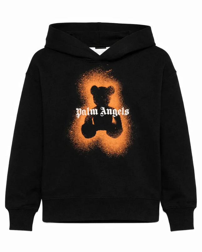kids atelier palm angels Black Spray Bear Hoodie