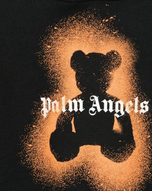 kids atelier palm angels Black Spray Bear Hoodie