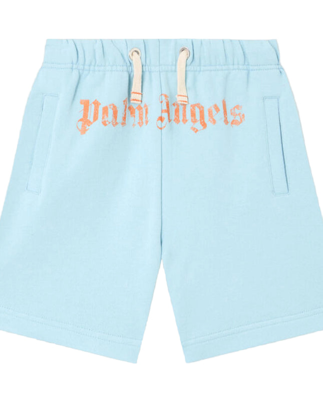 kids atelier palms angels Baby Blue Brushed Logo Sweatshorts