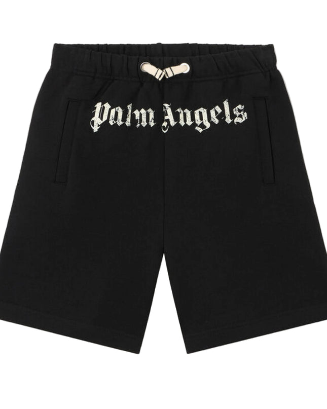 kids atelier palms angels Black Brushed Logo Sweatshorts