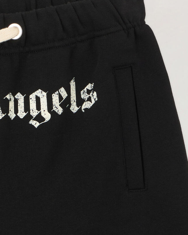 kids atelier palms angels Black Brushed Logo Sweatshorts