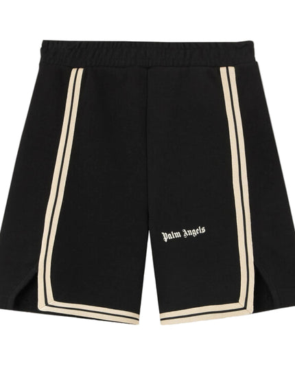 kids atelier palms angels Black Logo Stripe Sweatshorts