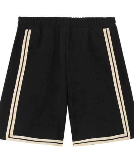 kids atelier palms angels Black Logo Stripe Sweatshorts