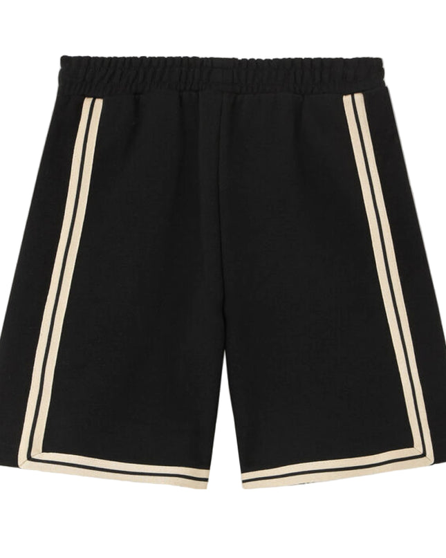 kids atelier palms angels Black Logo Stripe Sweatshorts