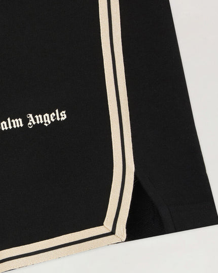 kids atelier palms angels Black Logo Stripe Sweatshorts