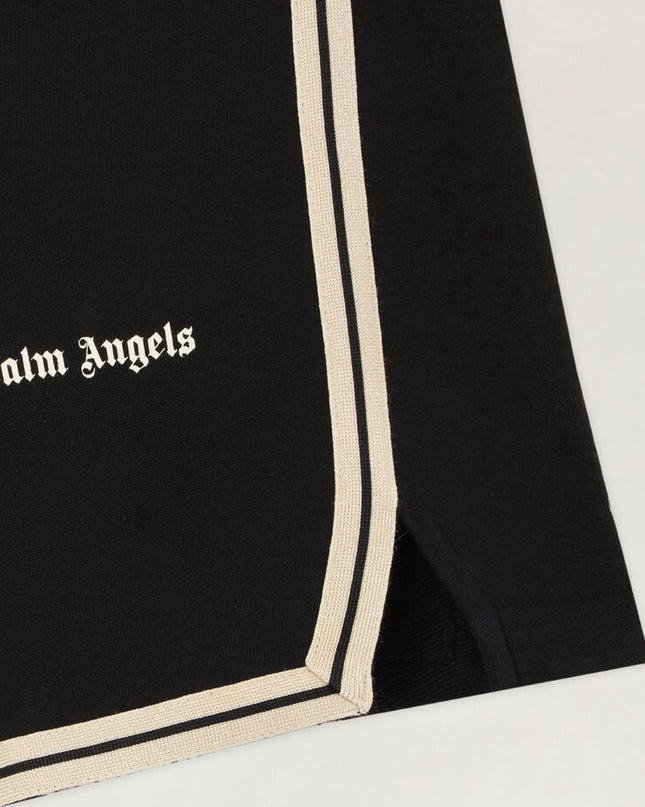 kids atelier palms angels Black Logo Stripe Sweatshorts